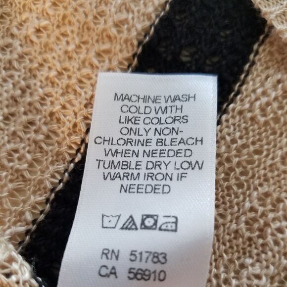 Maurices Knit Open Black Tan Stripe Cardigan Vest - Picture 9 of 10